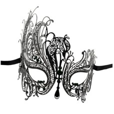 Black Swan Metal Filigree Laser Cut Venetian Mask crafted with Rhinestones -Black Swan mask with Green stones